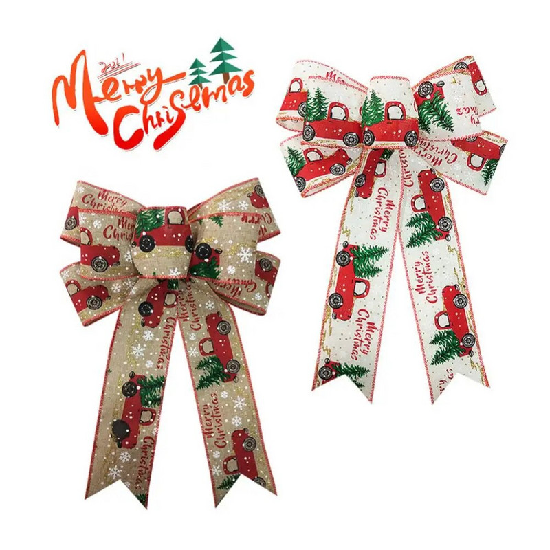 Velika mašna Novogodišnji darovi omotana željeznom žicom Božićna mašna Dekoracija Sjajno bijela mašna u prirodnoj boji Velika mašna 26 g