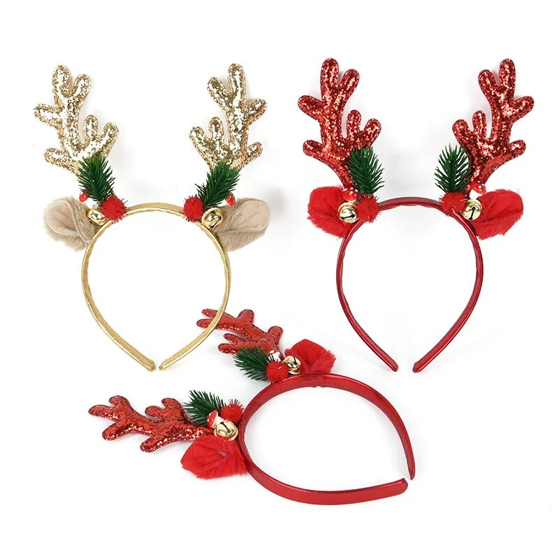 Aļņa ragu galvas saite matu stīpa Natal Noel Navidad Gift Kids Pieaugušajiem galvassegas Matu aksesuāri Jaungada ballītes fotokabīnes rekvizīti