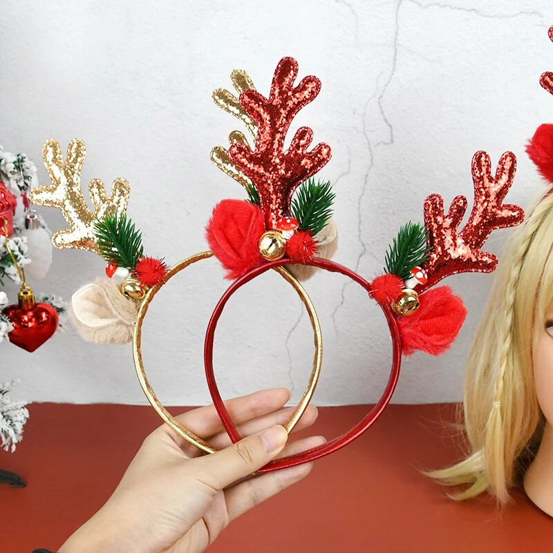 Aļņa ragu galvas saite matu stīpa Natal Noel Navidad Gift Kids Pieaugušajiem galvassegas Matu aksesuāri Jaungada ballītes fotokabīnes rekvizīti