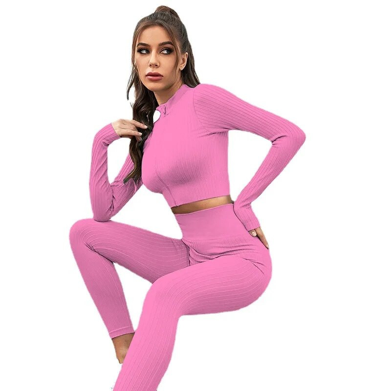 2TK Õmblusteta joogakomplekt Naiste spordirõivad pikkade varrukatega säärised jõusaaliülikond Fitnessi jaoks Spordikomplektid Naiste treeningriided Riietused