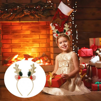Χειμερινός κεφαλόδεσμος για ενήλικες Παιδιά Χριστουγεννιάτικη κεφαλόδεσμος Γυαλιστερή εορταστική Χριστουγεννιάτικη κορδέλα κεφαλής Μαλακό ύφασμα Κέρατα Κέρατα Σχέδιο καμπάνα για Merry