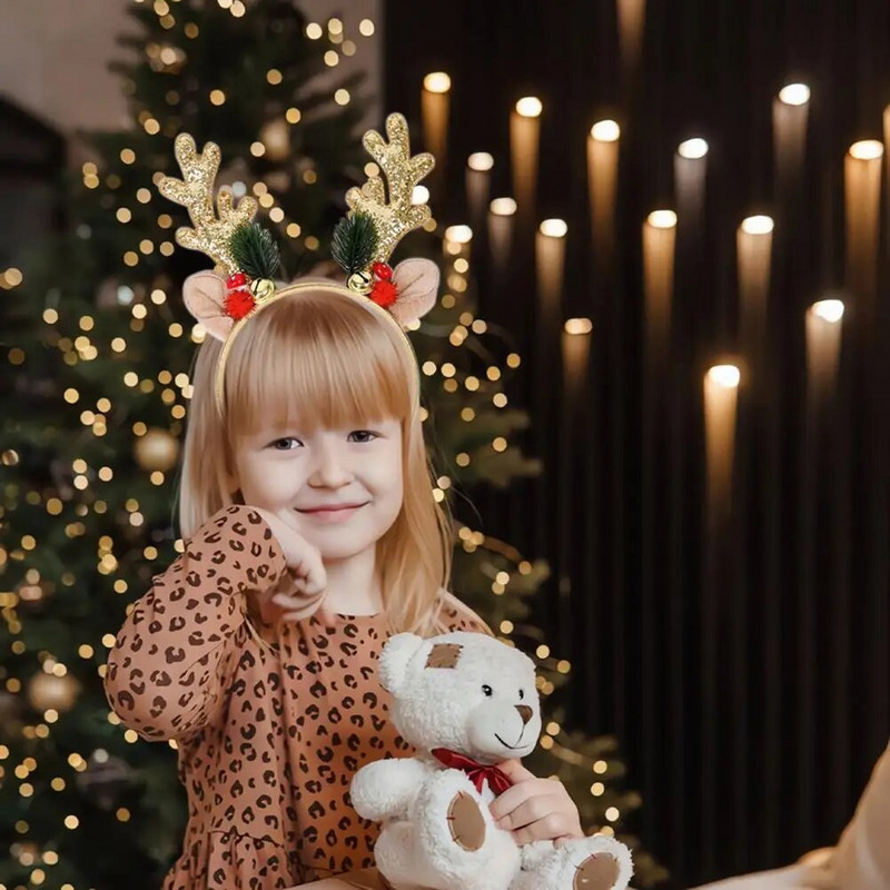 Téli fejpánt Felnőtt Gyerekek Karácsonyi Fejpánt Fényes Ünnepi Karácsonyi Fejpántok Puha szövet Agancs Harang design a vidámságért