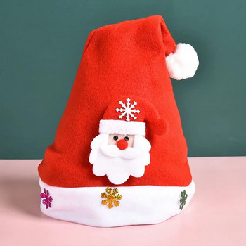 Нова година 2022 Коледа Нова щампована шапка на Дядо Коледа Удебелена детска мини коледна шапка за домашен любимец Весела Коледа Декор Подаръци Щастливи