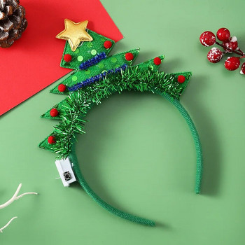 Χριστουγεννιάτικο λουράκι μαλλιών λαμπερό δεκανίκι Headband Xmas Tree Snowflake Hair Band Deer Horn Light που αναβοσβήνει Καλά Χριστούγεννα Δώρο
