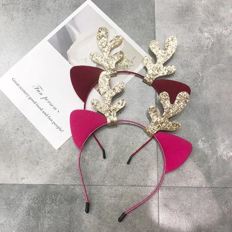 Karácsonyi jávorszarvas fejpántok Aranyos macskafülek szarvas agancs fejfedők lányok haj öltöztető kellékek Boldog karácsonyi ajándék Boldog új évet 2024