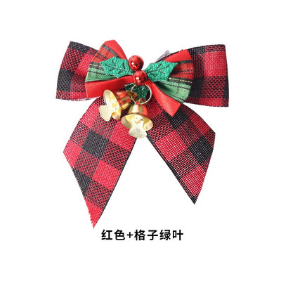 Ziemassvētku bantīte ar zvaniņu Ziemassvētku eglītes kulonu dāvanu kastītes dekors Roku darbs Ziemassvētku bantīte 2024. gada Jaungada mājas ballīšu rotājumu piederumi