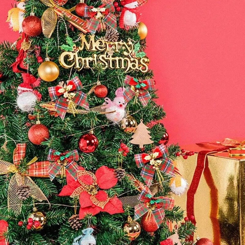 Ziemassvētku bantīte ar zvaniņu Ziemassvētku eglītes kulonu dāvanu kastītes dekors Roku darbs Ziemassvētku bantīte 2024. gada Jaungada mājas ballīšu rotājumu piederumi