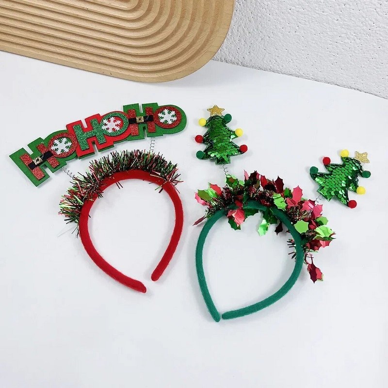 Ziemassvētku eglītes Galvassegas Aļņa rags Ziemassvētku cepures Galvas lente Priecīgus Ziemassvētkus matu lentes Ballīte Rotājumi bērniem Dāvanas Laimīgu Jauno gadu 2024