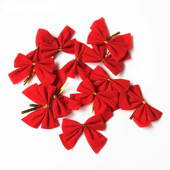 12 kom/lot Božićni ukrasi 2022. Dodaci za mašne Ukrasi za božićno drvce Mala mašna Crveno Zlatno Srebrni Dekoracije za blagdanske zabave