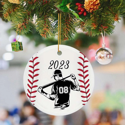Бейзболни орнаменти за коледно дърво Реалистичен печат на бейзболни коледни орнаменти Акрилни висулки Подаръци за момчета Navidad