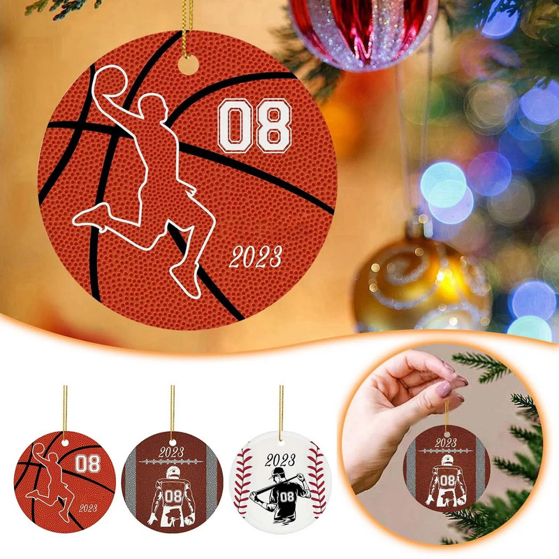 Bejzbolski ukrasi za božićno drvce Realističan ispis bejzbolskih božićnih ukrasa Akrilni privjesak Pokloni za dječake Navidad