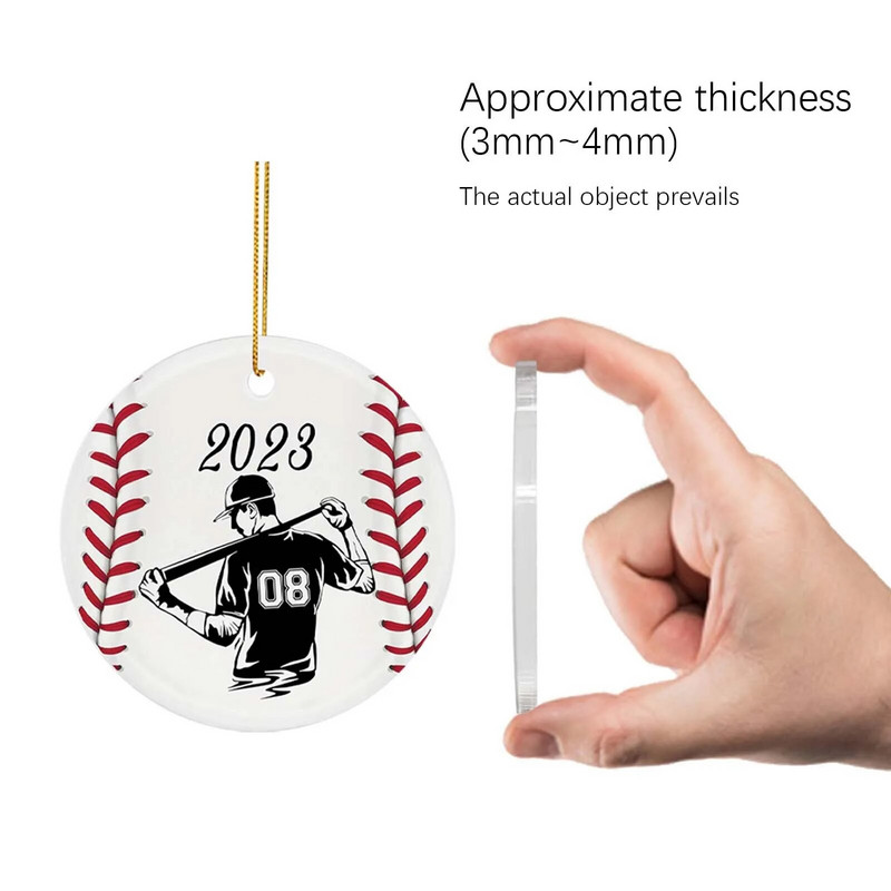 Bejzbolski ukrasi za božićno drvce Realističan ispis bejzbolskih božićnih ukrasa Akrilni privjesak Pokloni za dječake Navidad
