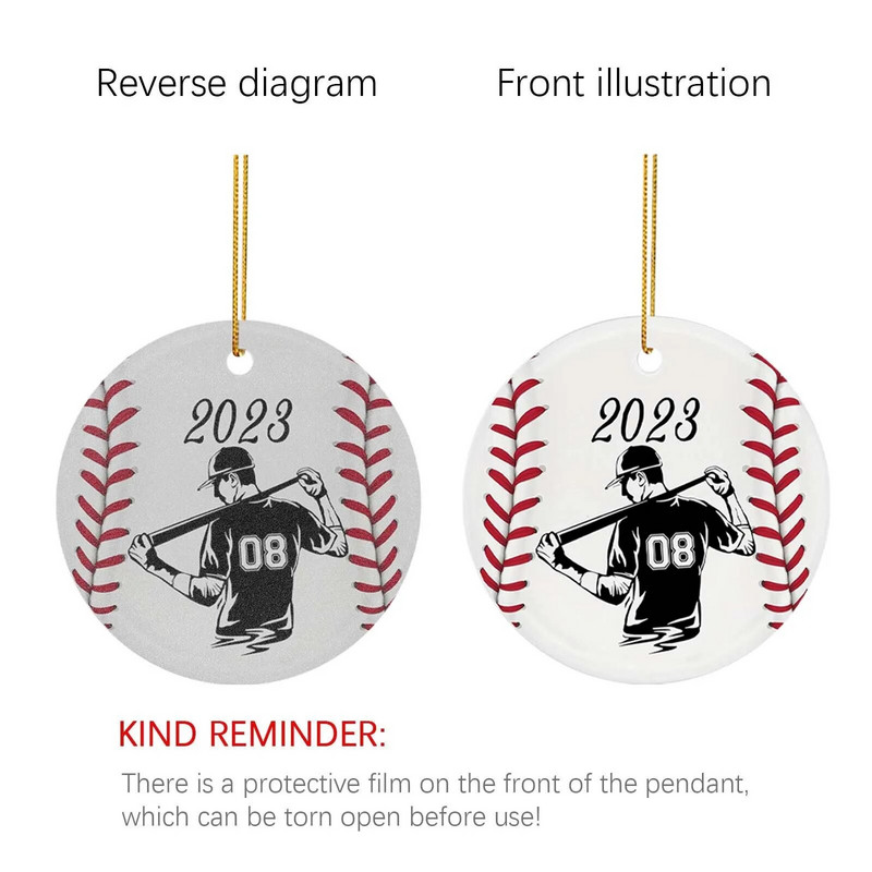 Bejzbolski ukrasi za božićno drvce Realističan ispis bejzbolskih božićnih ukrasa Akrilni privjesak Pokloni za dječake Navidad