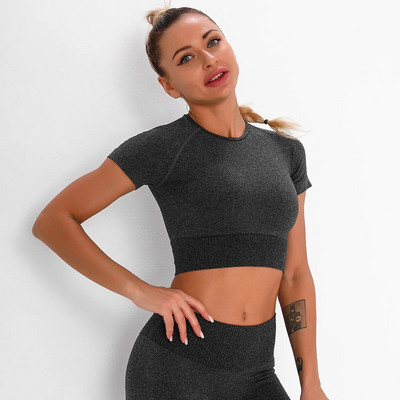 2Pcs Žensko sportsko odijelo Komplet za teretanu Crop Top Bešavne kratke hlače Sklekovi Odjeća za vježbanje Trčanje Odjeća za teretanu Atletsko sportsko odijelo Set za jogu