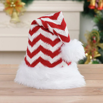 LUCIDDREAM 1 бр. 2023 Нова коледна шапка Червена и бяла плетена мека плюшена голяма топка Шапка на Дядо Коледа Коледен подарък Орнаменти