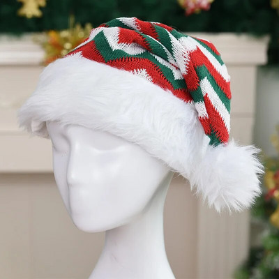 LUCIDDREAM 1 kom. 2023 Nova božićna kapa Crvena i bijela pletena mekana plišana velika lopta Kapa Djeda Mraza Božićni poklon Ukrasi