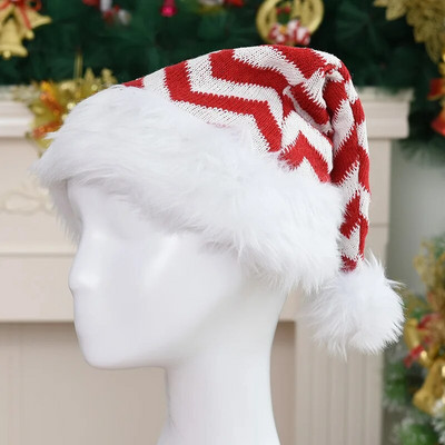 LUCIDDREAM 1 kom. 2023 Nova božićna kapa Crvena i bijela pletena mekana plišana velika lopta Kapa Djeda Mraza Božićni poklon Ukrasi