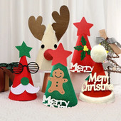 Filca Ziemassvētku cepures Ziemassvētku vecītis Alnis Pieaugušie Bērni Bērni Priecīgus Ziemassvētku rotājumi Jaunais gads 2024 Ziemassvētku dāvanu ballītes dekors Gorros Navidad