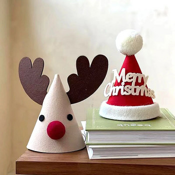 Коледни шапки от филц Дядо Коледа Елк Възрастни Деца Деца Весела Коледа Декорации Нова Година 2024 Коледен Подарък Парти Декор Gorros Navidad