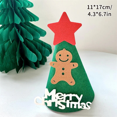 Filca Ziemassvētku cepures Ziemassvētku vecītis Alnis Pieaugušie Bērni Bērni Priecīgus Ziemassvētku rotājumi Jaunais gads 2024 Ziemassvētku dāvanu ballītes dekors Gorros Navidad