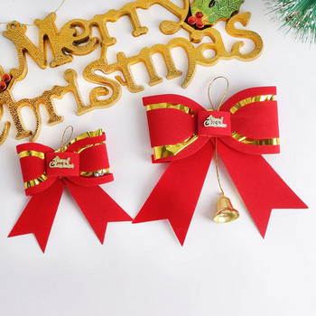Коледна украса с червен лък Коледно дърво Орнаменти с висулка за дома Navidad Парти консумативи Нова година 2023 Декор Направи си сам Аксесоар за подарък