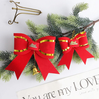 Коледна украса с червен лък Коледно дърво Орнаменти с висулка за дома Navidad Парти консумативи Нова година 2023 Декор Направи си сам Аксесоар за подарък