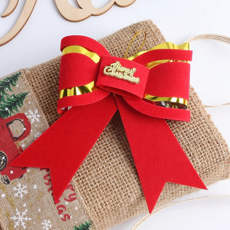 Crvena mašna Božićni ukrasi Božićno drvce Privjesci Ukrasi za dom Navidad Potrepštine za zabavu Nova godina 2023 Dekor DIY Dodatak za poklon