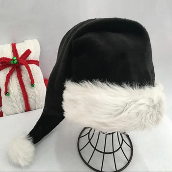 Коледна черна червена плюшена шапка Нова шапка на Дядо Коледа Детска коледна украса за нова година Дом Дядо Коледа Подарък Парти консумативи