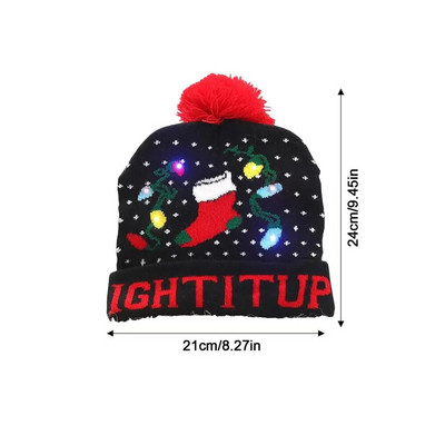 LED božićna kapa Svjetleća pletena kapa Topla kapa Zimske kape Božićna pokrivala za glavu Šarene svjetlucave potrepštine za zabavu