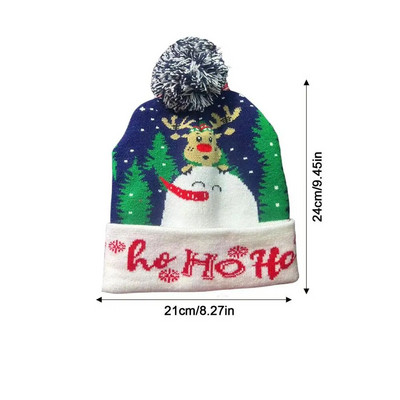 LED božićna kapa Svjetleća pletena kapa Topla kapa Zimske kape Božićna pokrivala za glavu Šarene svjetlucave potrepštine za zabavu