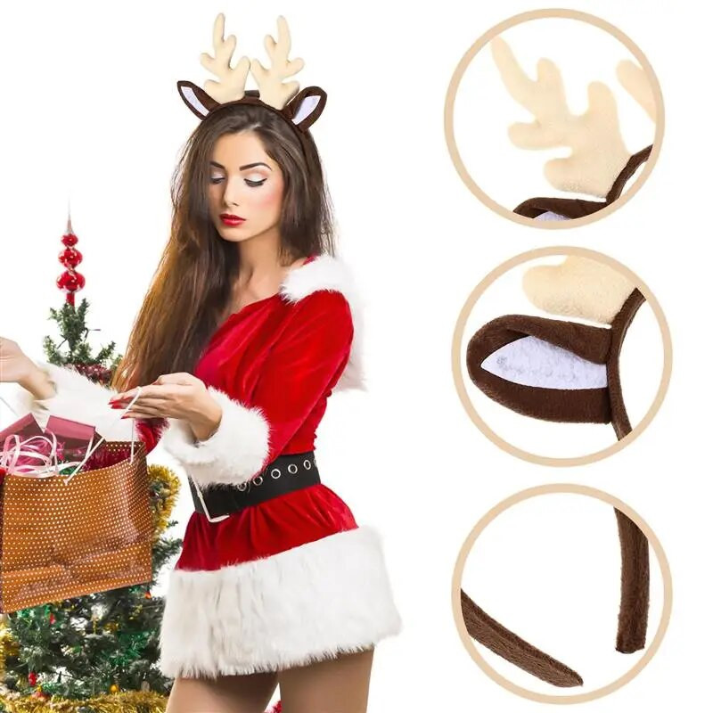Božićna traka za glavu od rogova Traka za kosu Crtić Jelen rog Obruč za kosu Božićni rođendanski kostim Rekviziti Dekoracija za zabavu