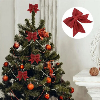 4 τμχ Χριστουγεννιάτικες χρυσόσκονες φιόγκοι Χριστουγεννιάτικο δέντρο με φιόγκο στολίδια Χριστουγεννιάτικο γκλίτερ κορδέλα Φιόγκος Χριστουγεννιάτικο δέντρο Διακοσμήσεις