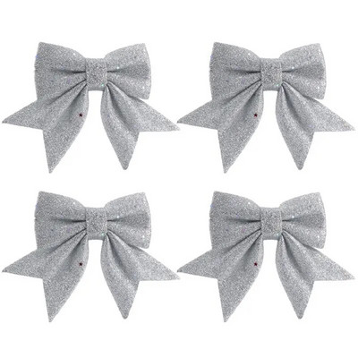 4db karácsonyi arany por masni karácsonyfa nyomtatott masni díszek karácsonyi csillogó szalag masni karácsonyfadíszek