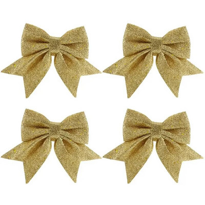 4db karácsonyi arany por masni karácsonyfa nyomtatott masni díszek karácsonyi csillogó szalag masni karácsonyfadíszek