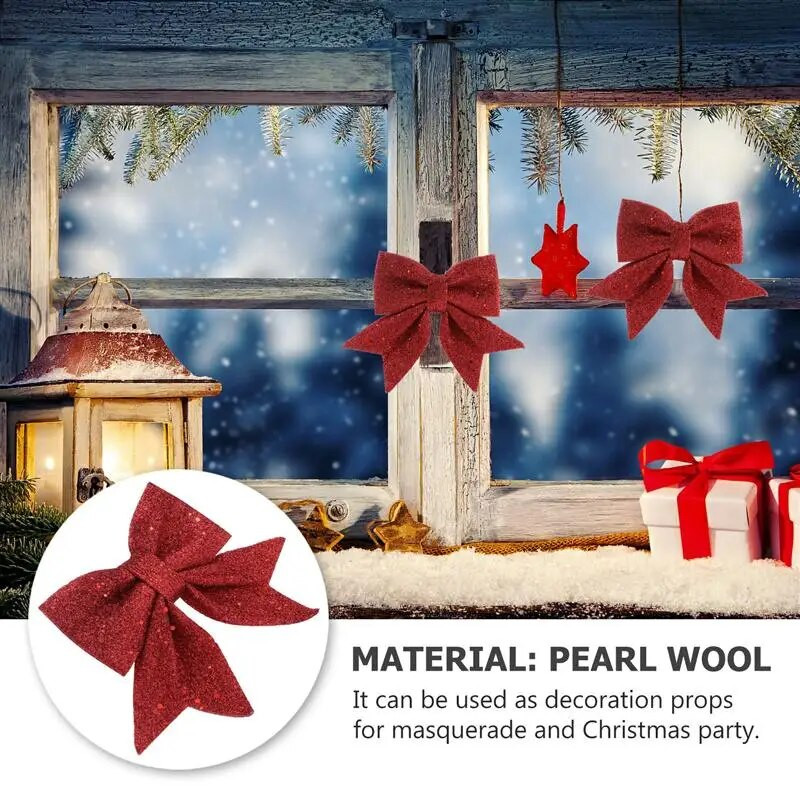 4db karácsonyi arany por masni karácsonyfa nyomtatott masni díszek karácsonyi csillogó szalag masni karácsonyfadíszek