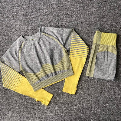 Zökkenőmentes női 2/3/5db jóga szett Futó tornatermi edzés rövid ujjú+felső sport+leggings+rövidnadrág+melltartó Fitness Suit jógaruha