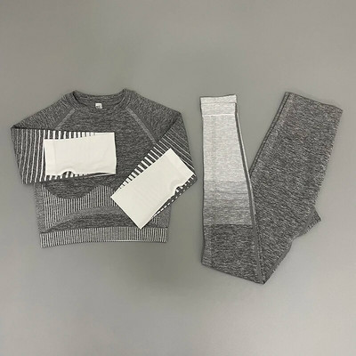 Zökkenőmentes női 2/3/5db jóga szett Futó tornatermi edzés rövid ujjú+felső sport+leggings+rövidnadrág+melltartó Fitness Suit jógaruha