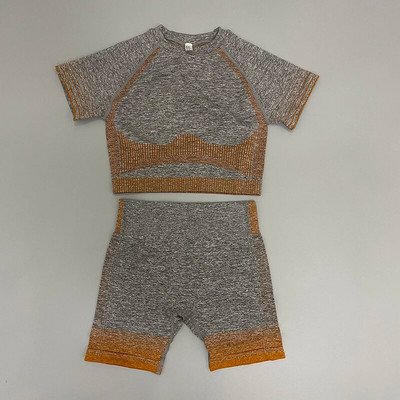 Zökkenőmentes női 2/3/5db jóga szett Futó tornatermi edzés rövid ujjú+felső sport+leggings+rövidnadrág+melltartó Fitness Suit jógaruha