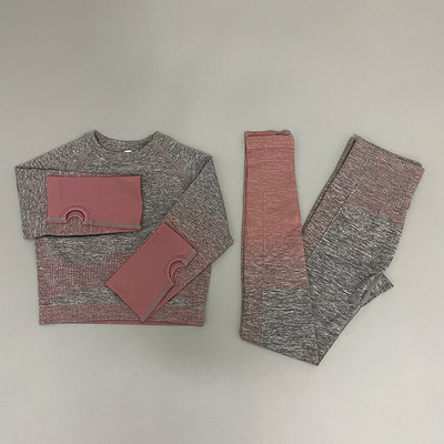 Zökkenőmentes női 2/3/5db jóga szett Futó tornatermi edzés rövid ujjú+felső sport+leggings+rövidnadrág+melltartó Fitness Suit jógaruha