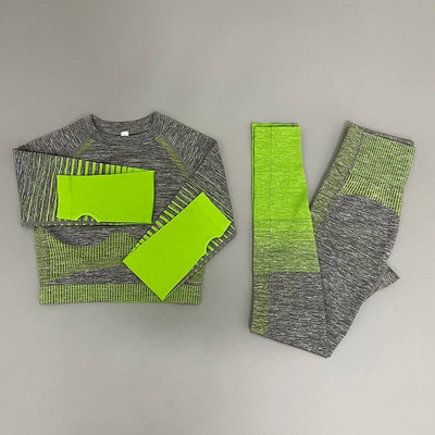 Zökkenőmentes női 2/3/5db jóga szett Futó tornatermi edzés rövid ujjú+felső sport+leggings+rövidnadrág+melltartó Fitness Suit jógaruha