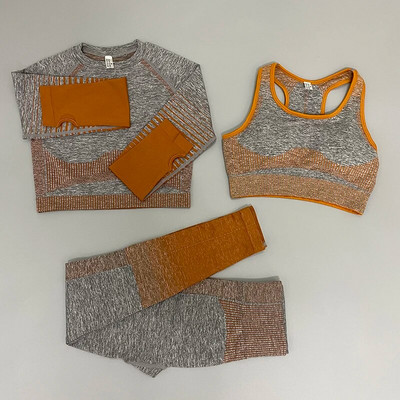 Zökkenőmentes női 2/3/5db jóga szett Futó tornatermi edzés rövid ujjú+felső sport+leggings+rövidnadrág+melltartó Fitness Suit jógaruha