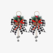 2 komada crveno crne karirane božićne mašne s vrpcama Ukrasi za drvce Svjetlucave svjetlucave mašne Poklon mašne Rukotvorine na drvcu