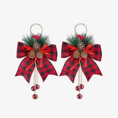 2 komada crveno crne karirane božićne mašne s vrpcama Ukrasi za drvce Svjetlucave svjetlucave mašne Poklon mašne Rukotvorine na drvcu