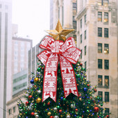 Božićno drvce Veliko crveno bijelo laneno karirano mašno Ručno izrađena poklon kutija Mašne Božićni ukrasi za dom Novogodišnji darovi Dekoracija