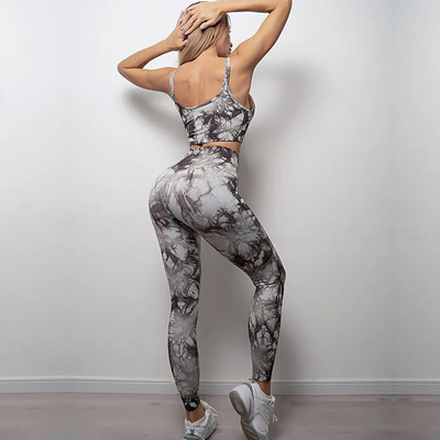 Bezšuvju sieviešu jogas komplekts treniņam Sporta bikses Krūšturis Uzvalki Fitness Formējoši legingi Sieviešu push up ar augstu vidukli Skriešanas bikses Zeķubikses