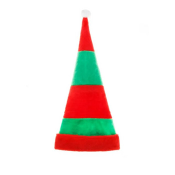 Κόκκινο και πράσινο ριγέ χριστουγεννιάτικο καπέλο βελούδινο εκτεταμένο αστείο καπέλο ξωτικού Χριστουγεννιάτικο φόρεμα για αποκριάτικες προμήθειες διακόσμησης