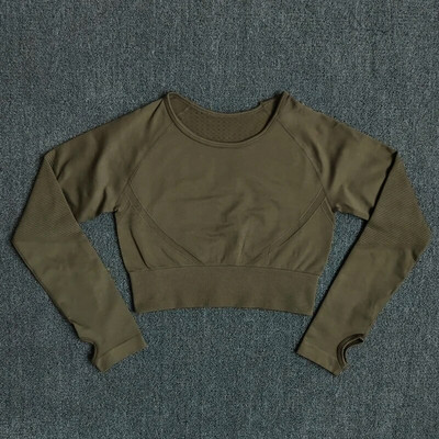 Bezšuvju Sieviešu Jogas Komplekts Sporta Apģērbs Fitnesa Apģērbs Dobs Apgriezts krekls ar augstu vidukli Sporta zāles legingi Sporta tērps