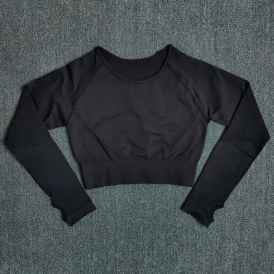 Bezšuvju Sieviešu Jogas Komplekts Sporta Apģērbs Fitnesa Apģērbs Dobs Apgriezts krekls ar augstu vidukli Sporta zāles legingi Sporta tērps