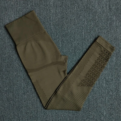 Bezšuvju Sieviešu Jogas Komplekts Sporta Apģērbs Fitnesa Apģērbs Dobs Apgriezts krekls ar augstu vidukli Sporta zāles legingi Sporta tērps