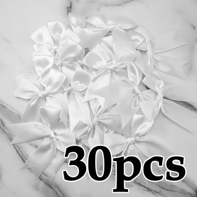 (30 kom./pakiranje) 12*7cm svježe ružičaste mašne s vrpcama Male veličine satenske mašne s vrpcom Cvjetni rukotvorinski ukrasi Ručni DIY ukrasi za zabavu